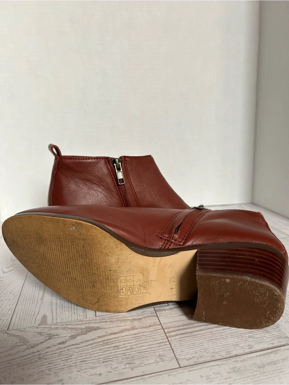 J. Crew Women's Chestnut Leather Ankle Booties